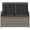 Banc inclinable de jardin avec coussins gris résine tressée 
