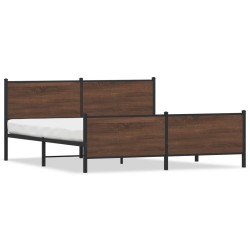 Cadre de lit en métal sans matelas chêne marron 193x203 cm 