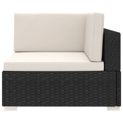 Chaise d'angle 1 pc et coussins Résine tressée Noir 