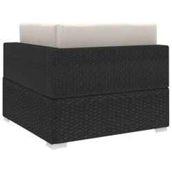 Chaise d'angle 1 pc et coussins Résine tressée Noir 