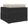 Chaise d'angle 1 pc et coussins Résine tressée Noir 