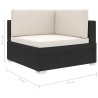 Chaise d'angle 1 pc et coussins Résine tressée Noir 