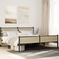 Cadre de lit en métal sans matelas chêne sonoma 200x200 cm 