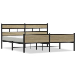 Cadre de lit en métal sans matelas chêne sonoma 200x200 cm 