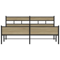 Cadre de lit en métal sans matelas chêne sonoma 200x200 cm 