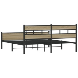 Cadre de lit en métal sans matelas chêne sonoma 200x200 cm 