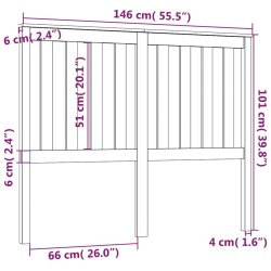 Tête de lit Marron miel 146x6x101 cm Bois massif de pin 
