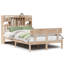 Lit bibliothèque sans matelas 135x190 cm bois de pin massif 