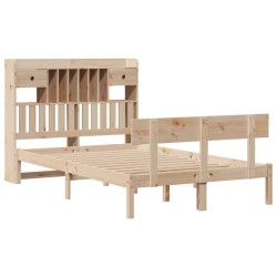 Lit bibliothèque sans matelas 135x190 cm bois de pin massif 