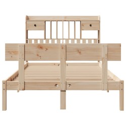 Lit bibliothèque sans matelas 135x190 cm bois de pin massif 