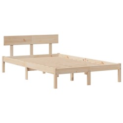 Lit bibliothèque sans matelas 135x190 cm bois de pin massif 