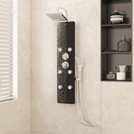 Panneau de douche Verre 25x47,5x130 cm Noir 