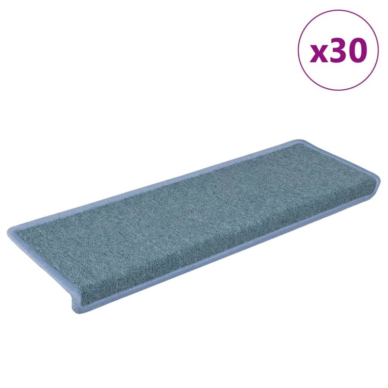 Tapis d'escalier 30 pcs 65x21x4 cm bleu 