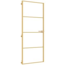 Porte intérieure mince doré 83x201,5 cm verre trempé aluminium 