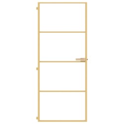 Porte intérieure mince doré 83x201,5 cm verre trempé aluminium 