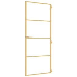 Porte intérieure mince doré 83x201,5 cm verre trempé aluminium 