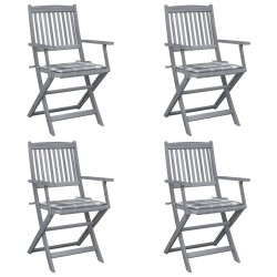 Chaises pliables d'extérieur lot de 4 et coussins Bois d'acacia 
