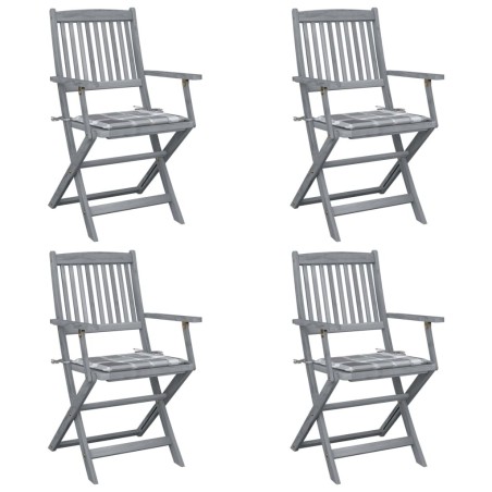 Chaises pliables d'extérieur lot de 4 et coussins Bois d'acacia 