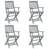 Chaises pliables d'extérieur lot de 4 et coussins Bois d'acacia 