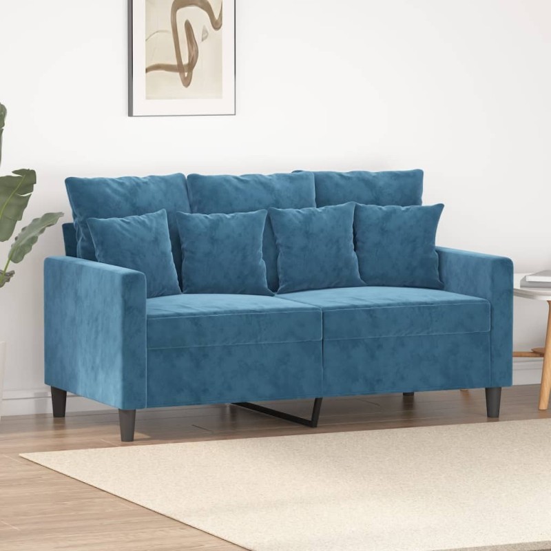 Canapé à 2 places Bleu 120 cm Velours 