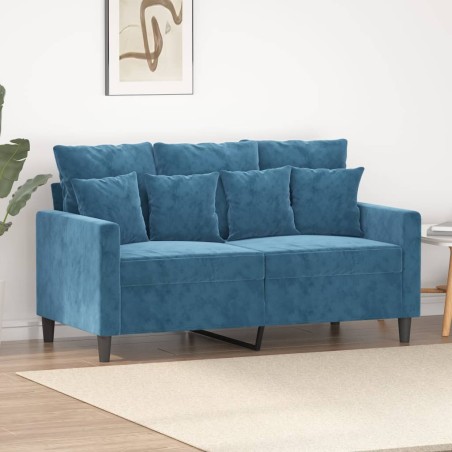 Canapé à 2 places Bleu 120 cm Velours 