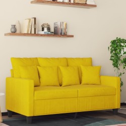 Canapé à 2 places Jaune 120 cm Velours 