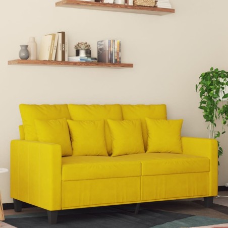 Canapé à 2 places Jaune 120 cm Velours 