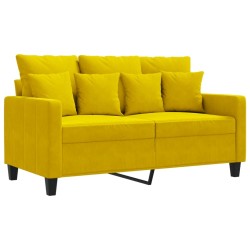 Canapé à 2 places Jaune 120 cm Velours 