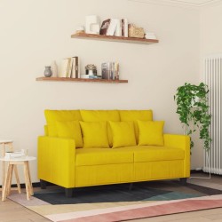 Canapé à 2 places Jaune 120 cm Velours 