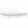Cadre de lit métal sans matelas et pied de lit blanc 200x200 cm 