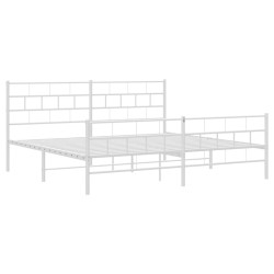 Cadre de lit métal sans matelas et pied de lit blanc 200x200 cm 