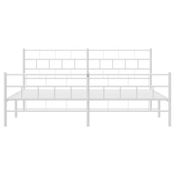 Cadre de lit métal sans matelas et pied de lit blanc 200x200 cm 