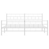 Cadre de lit métal sans matelas et pied de lit blanc 200x200 cm 