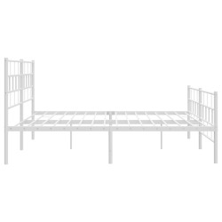 Cadre de lit métal sans matelas et pied de lit blanc 200x200 cm 