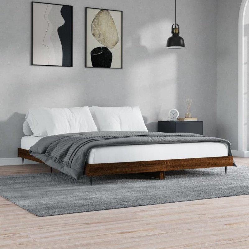 Cadre de lit sans matelas chêne marron 150x200 cm Cadre de lit sans matelas chêne marron 150x200 cm