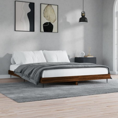 Cadre de lit sans matelas chêne marron 150x200 cm 