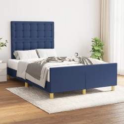 Cadre de lit sans matelas bleu 120x190 cm tissu 