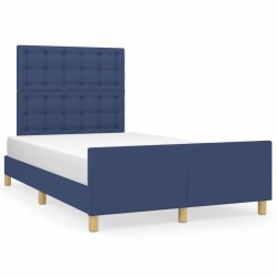 Cadre de lit sans matelas bleu 120x190 cm tissu 