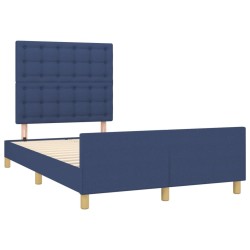 Cadre de lit sans matelas bleu 120x190 cm tissu 