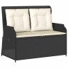 Banc inclinable de jardin avec coussins noir résine tressée 