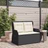 Banc inclinable de jardin avec coussins noir résine tressée 