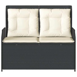 Banc inclinable de jardin avec coussins noir résine tressée 