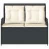 Banc inclinable de jardin avec coussins noir résine tressée 