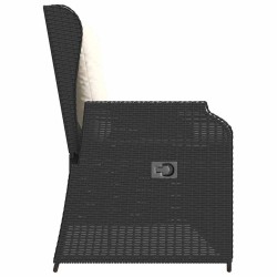 Banc inclinable de jardin avec coussins noir résine tressée 