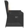 Banc inclinable de jardin avec coussins noir résine tressée 