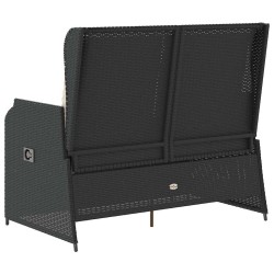 Banc inclinable de jardin avec coussins noir résine tressée 