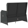 Banc inclinable de jardin avec coussins noir résine tressée 
