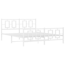 Cadre de lit métal sans matelas et pied de lit blanc 150x200 cm 