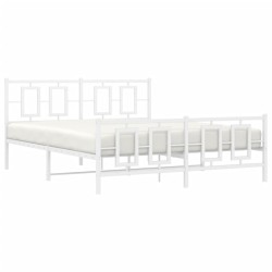 Cadre de lit métal sans matelas et pied de lit blanc 150x200 cm 