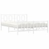 Cadre de lit métal sans matelas et pied de lit blanc 150x200 cm 